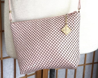 Vintage 60s Whiting and Davis Pink Metal Mesh Shoulder Bag