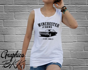Supernatural T-Shirt Supernatural Shirt Women's Tank Top Shirt tee Winchester and sons Impala (XS-L) Free Shipping