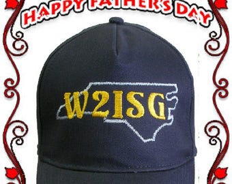 HAM RADIO Hat - Custom EMBROIDERED with State and Callsign - H14