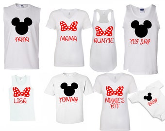 Mickey & Minnie Disney Custom Family Shirts Tanks Disneyland Disneyworld family trip vacation - matching tank tops tshirts with custom names