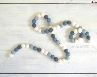 Felt Ball Garland - Garland, Banner, Photo Prop, Felt Ball Banner, Wool Felt Balls, Kids Garland, Nursery Decor, Kids Teepee Decor