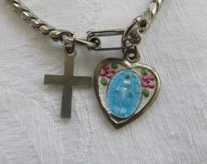 Religious Bracelet, Virgin Mary Guilloche Heart, Mother Mary Chaplet, Religious Jewelry