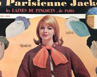 Vintage Knitting Kit Boucle Knit Sweater Original Box Knitting Shop Made in France Lambswool Yarn