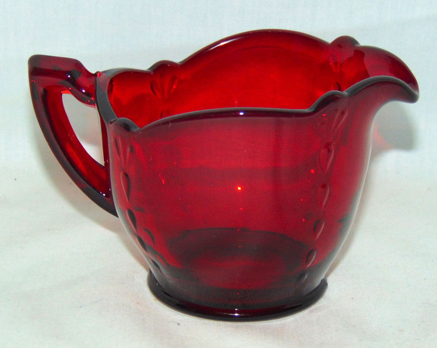 Paden City Glass Crows Foot Line 890 Creamer in Ruby circa