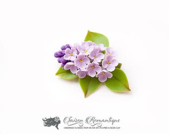 Brooch Lilac Syringa - Polymer Clay Flowers