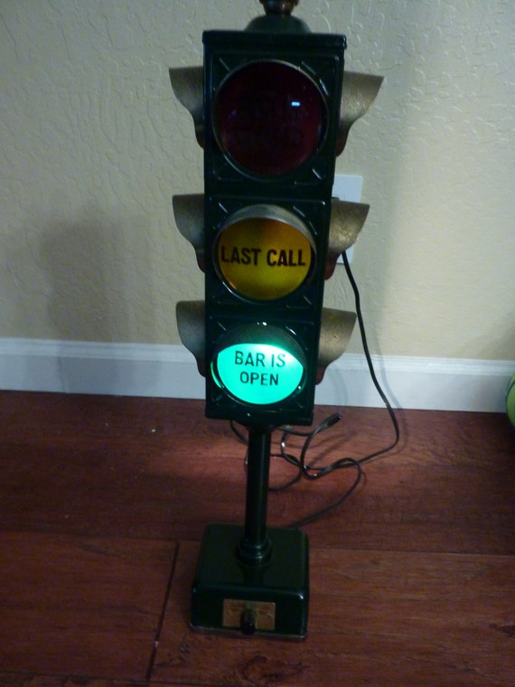 Vintage 1960's B&B Mancave Traffic Signal Bar is Open
