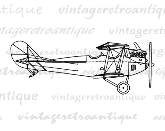 Printable Airplane Image Antique Airplane Clipart Download Digital Print Art Graphic Vintage Plane Clip Art Jpg Png Eps HQ 300dpi No.1578