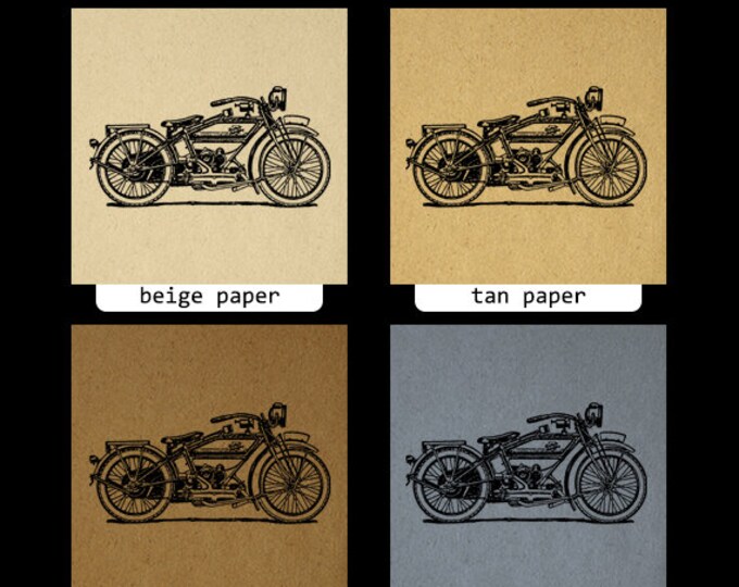 Printable Image Motorcycle Digital Graphic Illustrated Download Vintage Clip Art Jpg Png Eps HQ 300dpi No.3460