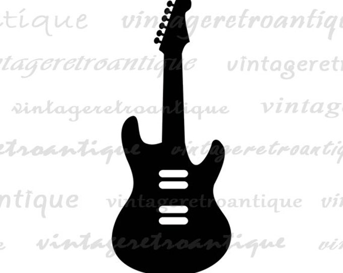 Electric Guitar Printable Graphic Download Music Icon Digital Image Vintage Clip Art Jpg Png Eps HQ 300dpi No.4331