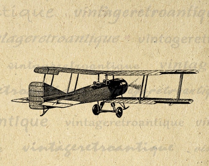 Printable Airplane Digital Image Download Antique Biplane Graphic Plane Image Vintage Clip Art Jpg Png Eps HQ 300dpi No.125