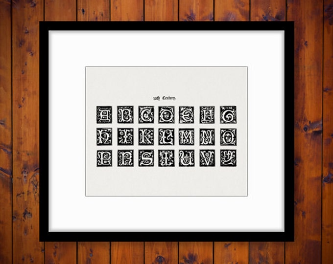 Digital Image Ancient Alphabet Download Ornate Block Letters Elegant Antique Graphic Printable Jpg Png Eps HQ 300dpi No.409