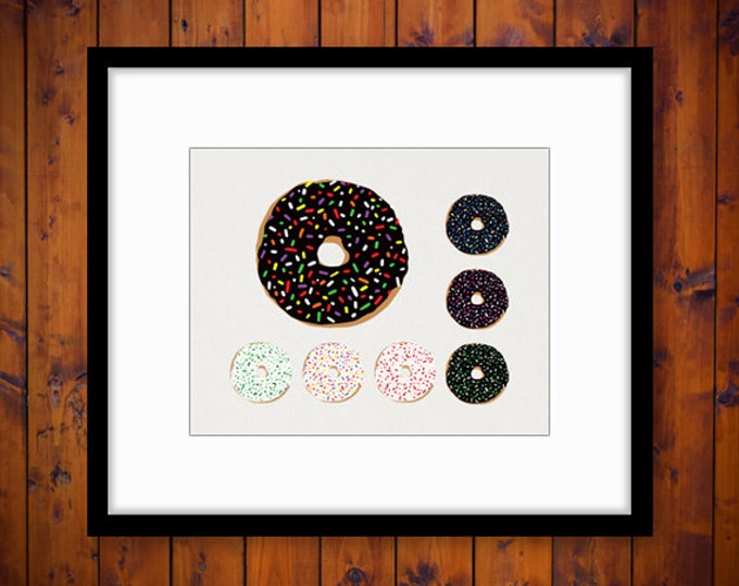 Printable Graphic Donut with Sprinkles Image Doughnuts Digital Collage Sheet Download Vintage Clip Art HQ 300dpi No.1995