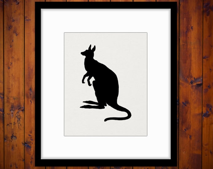 Kangaroo Silhouette Digital Image Printable Australia Animal Download Graphic Antique Clip Art Jpg Png Eps HQ 300dpi No.3485