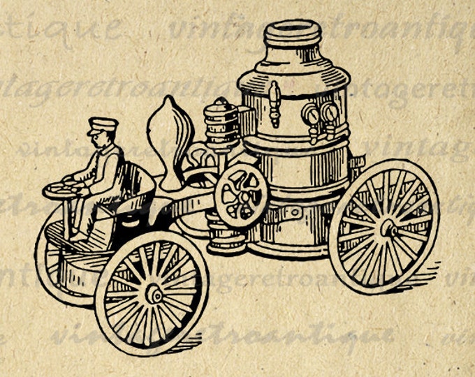 Antique Steam Engine Old Fashioned Car Graphic Printable Download Digital Image Vintage Clip Art Jpg Png Eps HQ 300dpi No.1752