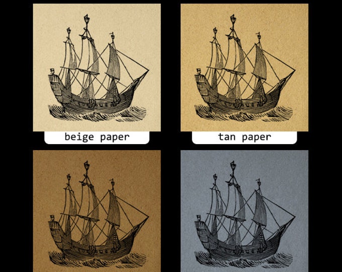 Digital Antique Ship Printable Graphic Download Boat Image Artwork Vintage Clip Art for Transfers Making Prints etc HQ 300dpi No.2174