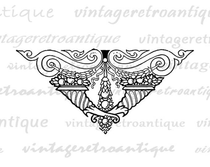 Printable Digital Formal Ornamental Design Element Image Download Graphic Antique Clip Art Jpg Png Eps HQ 300dpi No.3876