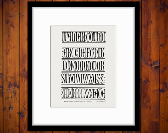 Printable Digital 14th Century Gothic Alphabet Download Collage Sheet Graphic Image Illustration Vintage Clip Art HQ 300dpi No.977