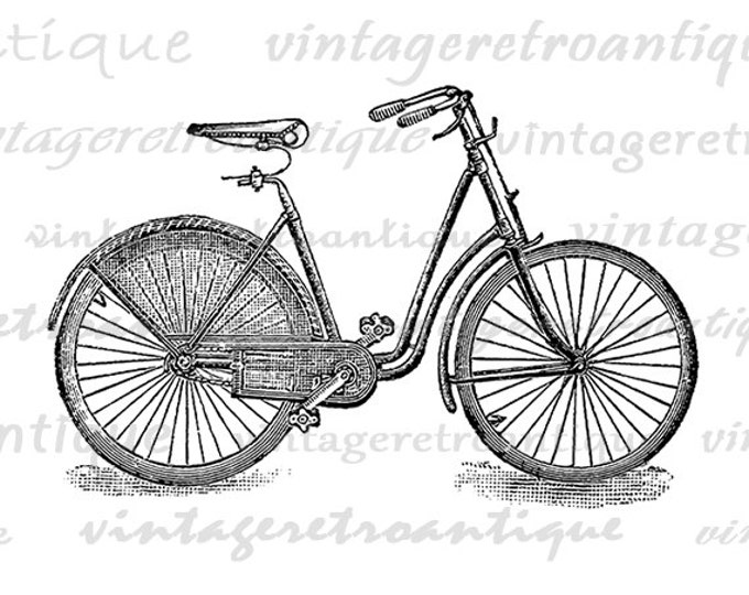 Antique Bicycle Graphic Printable Download Vintage Bike Illustration Image Digital Clip Art Jpg Png Eps HQ 300dpi No.4176