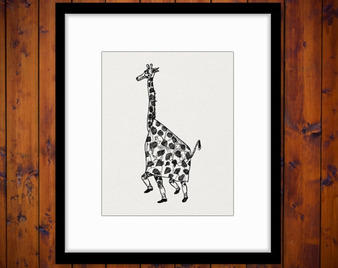 Giraffe Costume Graphic Image Digital Download Printable Illustration Vintage Clip Art Jpg Png Eps HQ 300dpi No.2106