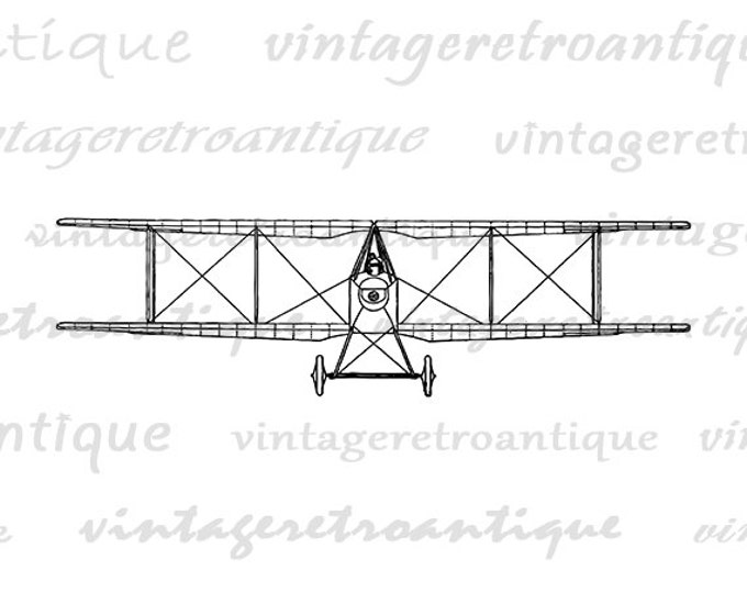 Digital Printable Airplane Image Antique Airplane Download Biplane Graphic Vintage Clip Art for Transfers Printing etc HQ 300dpi No.4651