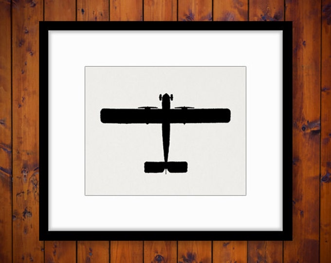 Airplane Silhouette Digital Graphic Printable Antique Airplane Image Vintage Plane Download Clip Art for Transfers etc HQ 300dpi No.4665