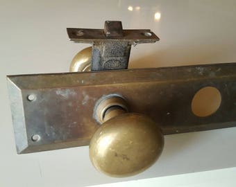 Solid Brass Door Plate Door Knobs and Hardware Mechanism Vintage Home Architectural Salvage Lot Manufactured by Dupont Functional Set