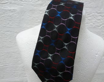 Necktie silk tie 1950s skinny mod scooter gift mans tie 50s fashion England vintage necktie suit tie wedding dad gift present vintage black.