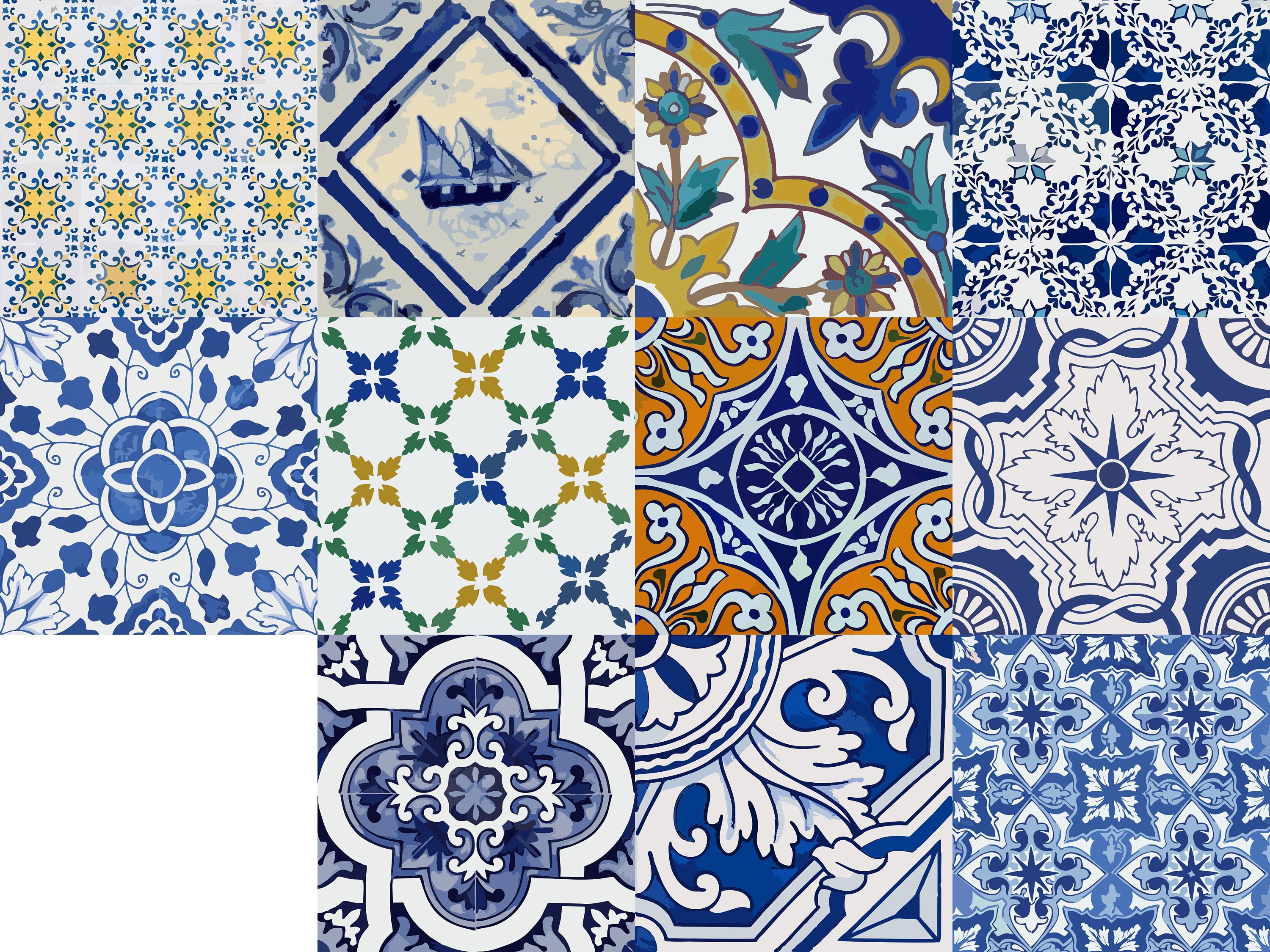 Portuguese style kitchen/bathroom tile / wall decals/
