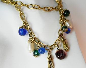 Vintage Poured Glass Necklace, Chanel Style Runway Statement Necklace, Vintage Jewelry Jewellery, Haute Couture Fashion