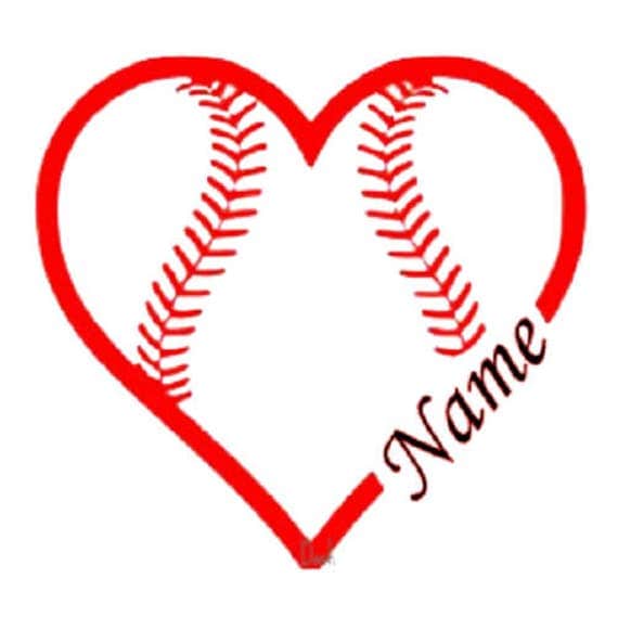 Items similar to softball heart with customized name vinyl decal on Etsy