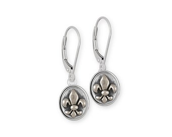 Fleur De Lis Earrings Jewelry Sterling Silver Handmade Flower Earrings FD17-KW