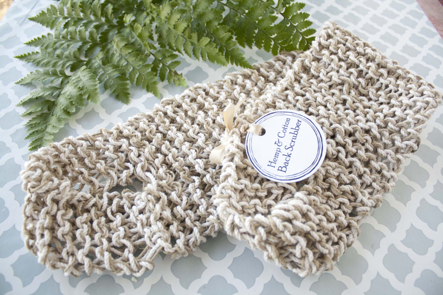 Hemp & Cotton back scrubber crochet natural handmade