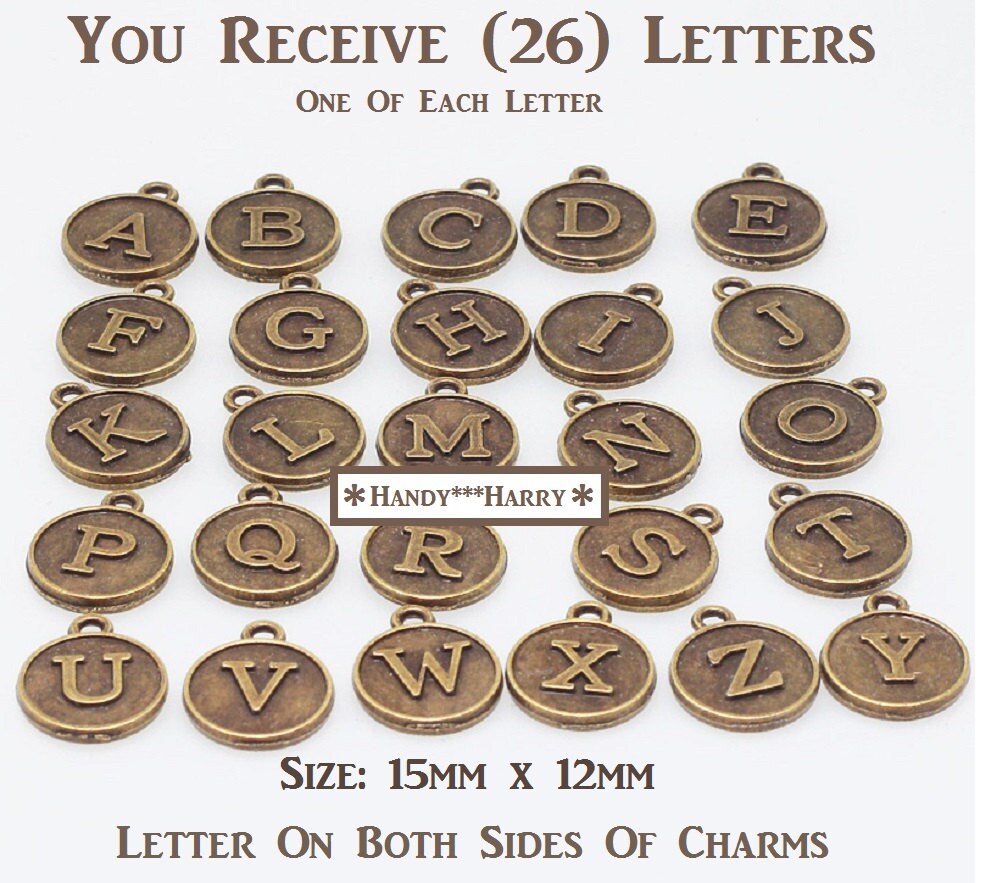 26 Letter Charms Antique Silver Alphabet Charms OR Antique Bronze ...