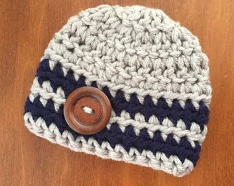 Newborn Boy Hat Newborn Boy Photo Outfit Crochet Hat Baby Boy Clothes Baby Boy Coming Home Outfit Winter Baby Boy Hat Gray Navy Blue Hat