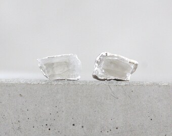 quartz earrings / crystal quartz / druzy earrings / gemstone earrings / tiny studs / stud earrings / crystal earring / post earrings/mineral