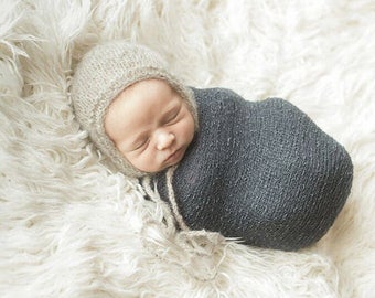 Newborn Boy Girl Prop Bonnet, Photography Prop Hat, Fuzzy Prop Bonnet, Newborn Boy Photo Prop, Newborn Girl Photo Prop