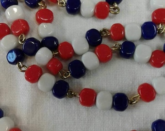 Vintage Red White & Blue patriotic beaded necklace