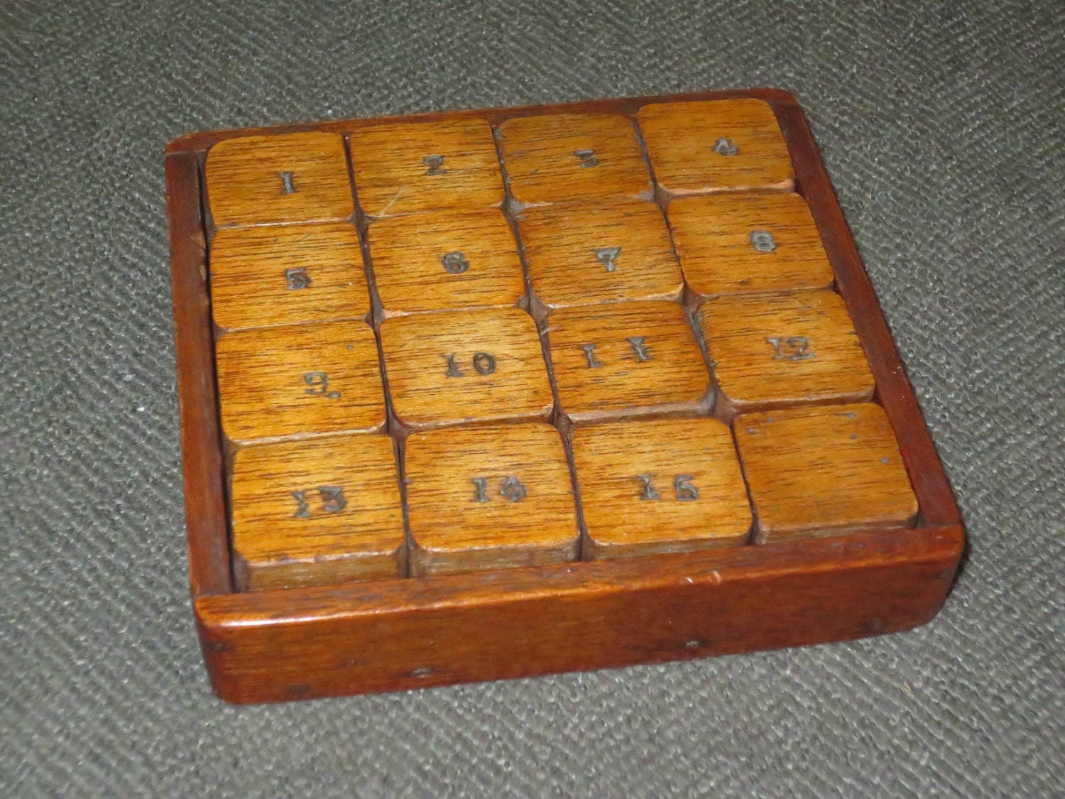 Antique Sliding Number Wood Block Game Wood Puzzle