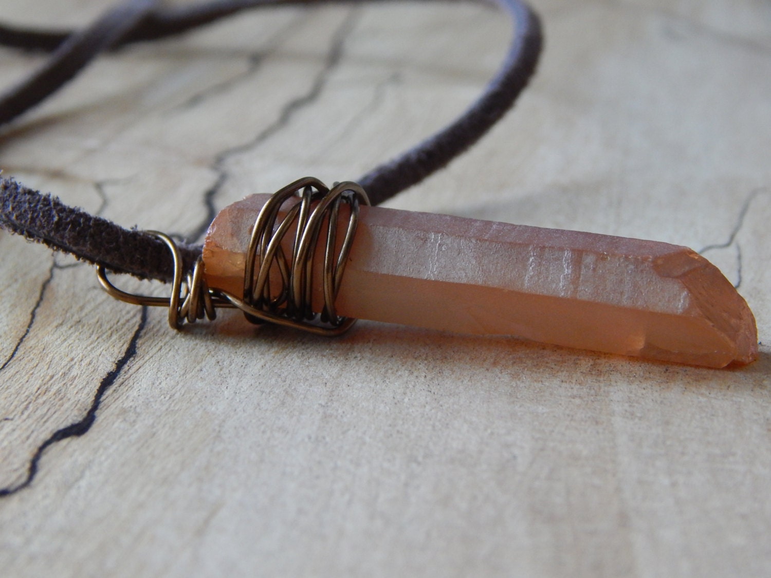Peach Tone Mystic Quartz Raw Quartz Point Quartz Crystal