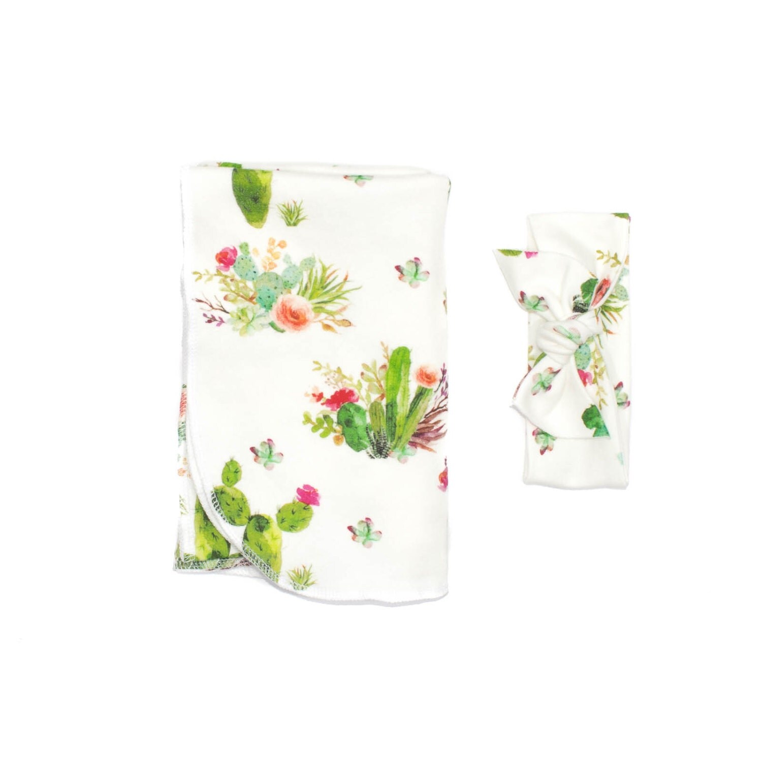 Floral Cactus Swaddle Blanket Baby Girl Cactus Swaddling