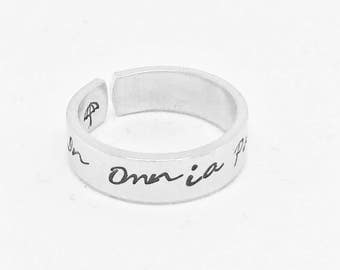 In Omnia Paratus, Gilmore Girls Inspired Aluminum Cuff Ring - Gift Under 20