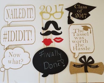 Graduation Photo Booth Prop -Black & Gold. Great gift idea!