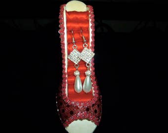 Rhinestone and Pearl Wedding Earrings