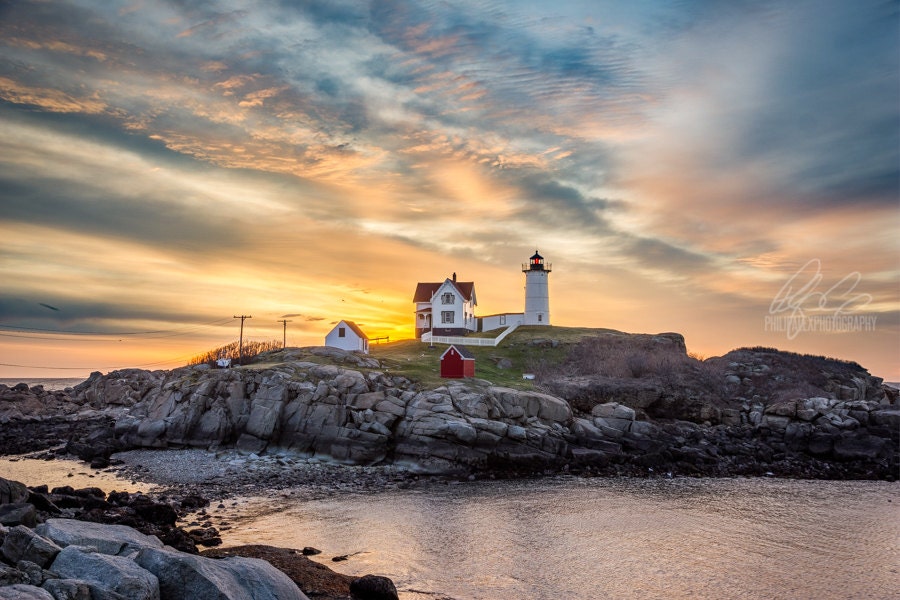 Sunrise at Nubble Light Cape Neddick Maine Fine Art Photo