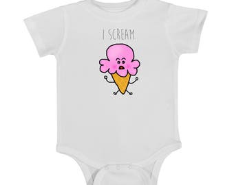 ICE CREAM onesie, baby onesie, funny onesie, newborn onesie, ice cream, i scream, trendy onesie