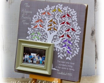 Family Tree Frame, Family Tree Wall Art, Family Wood Sign, Family Name Sign, Christmas Gift, Parent's Anniversary, Family Tree Wall Decor