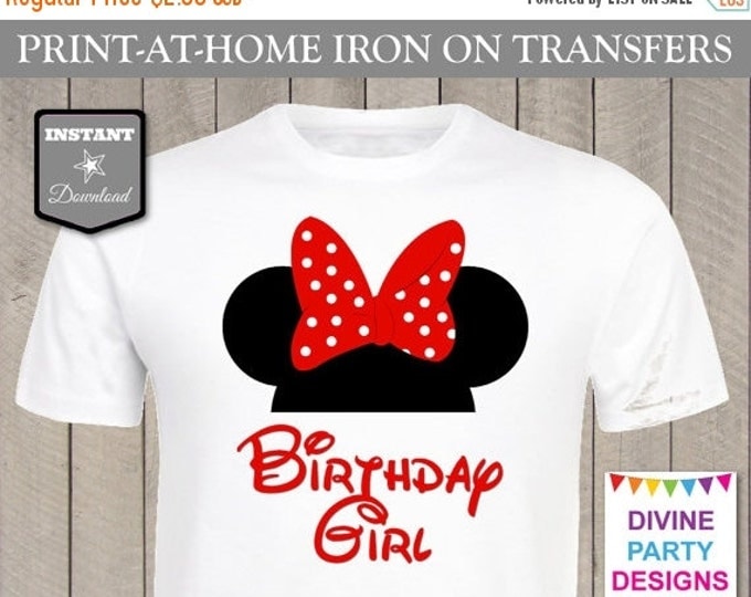 SALE INSTANT DOWNLOAD Print at Home Red Girl Mouse Birthday Girl Iron On Transfer / Printable / T-shirt / Party / Item #2315