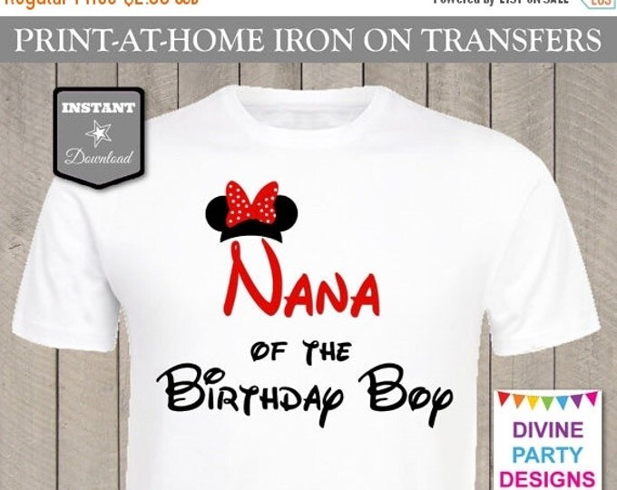 SALE INSTANT DOWNLOAD Print at Home Red Girl Mouse Nana of the Birthday Boy Printable Iron On Transfer / T-shirt / Family / Trip/ Item#2338