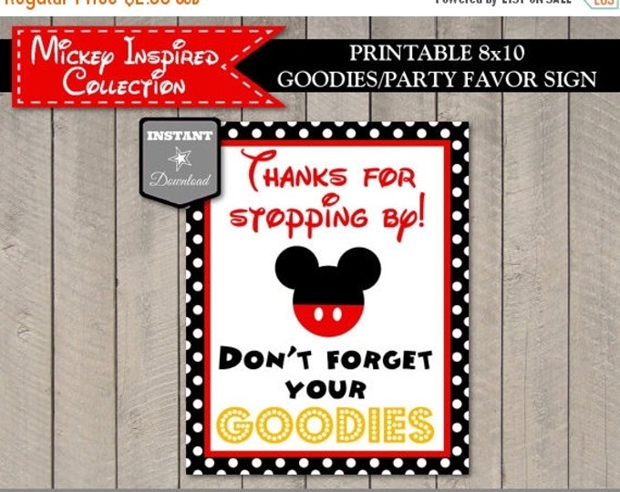 SALE INSTANT DOWNLOAD Mouse Don't Forget Your Goodies Party Sign / 8x10 Printable / Favors / Classic Mouse Collection / Item #1526