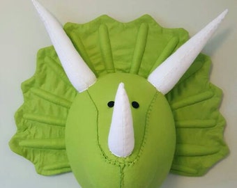 TIBERIUS TRICERATOPS - Faux Taxidermy Dinosaur. Felt Wall Mounted Animal Head
